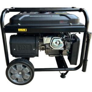 نمای جانبی و چرخ‌های حمل موتور برق بنزینی Loncin لانسین LC6500D-S